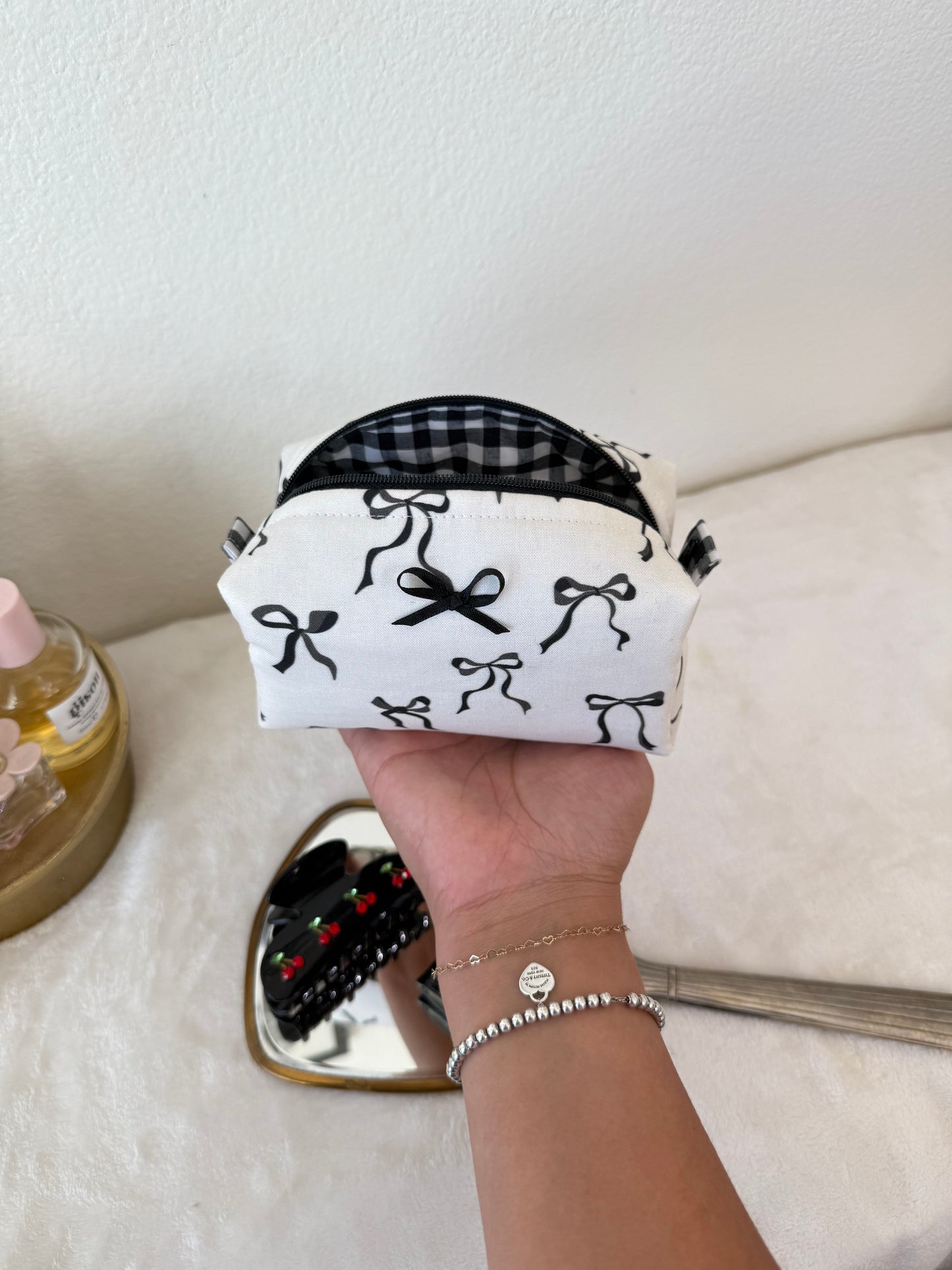 Black Bow Small Lippy Makeup Pouch