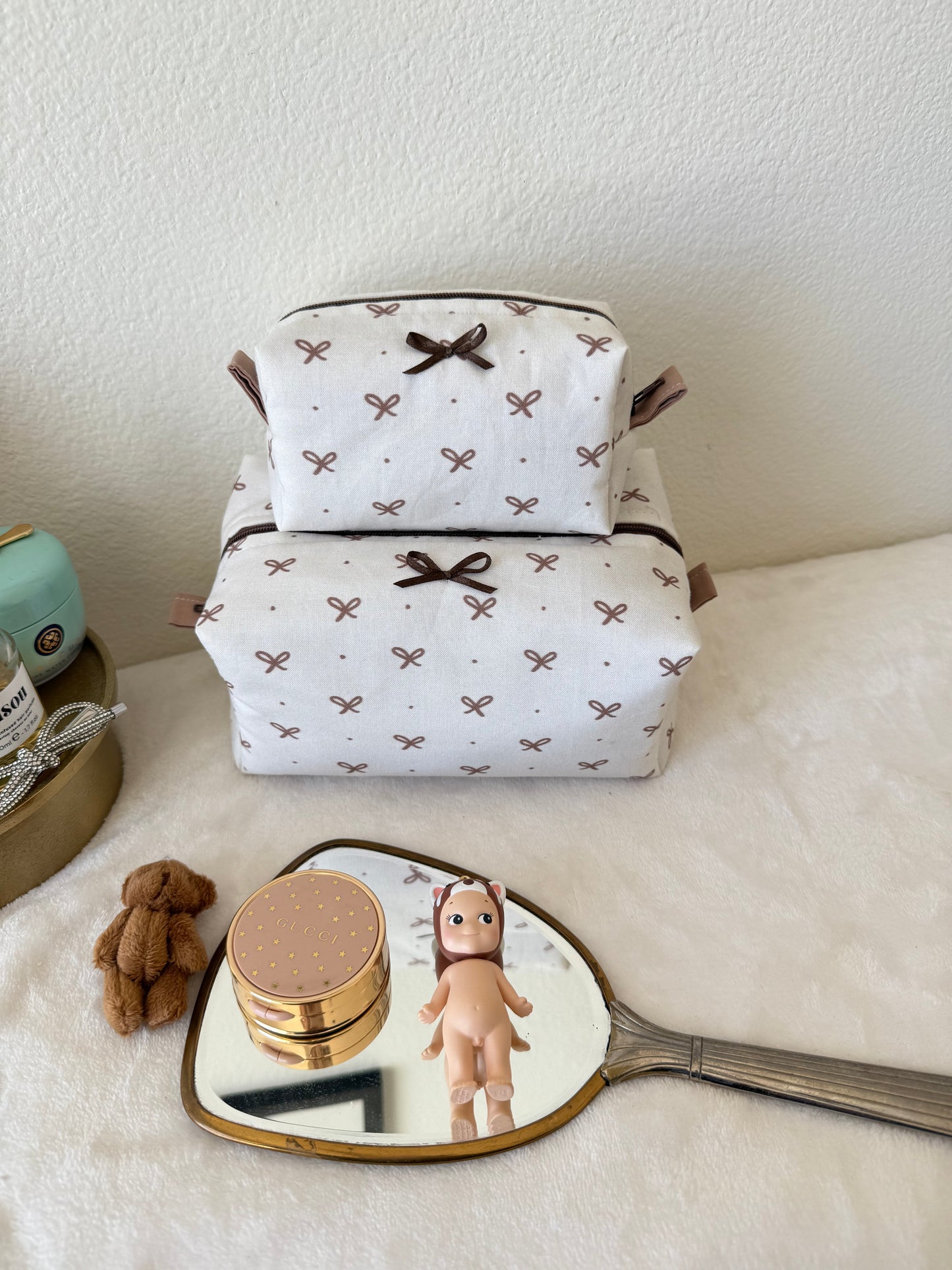 Brown Bow Makeup Pouch