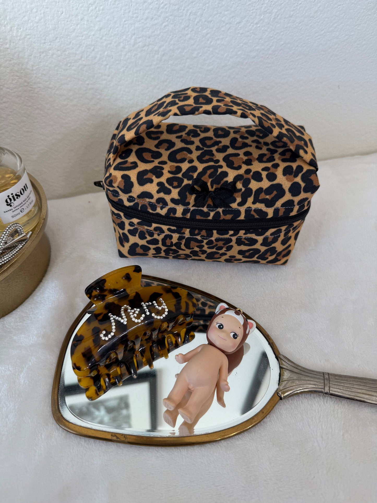 Leopard Small Lippy Top Handle Makeup Pouch