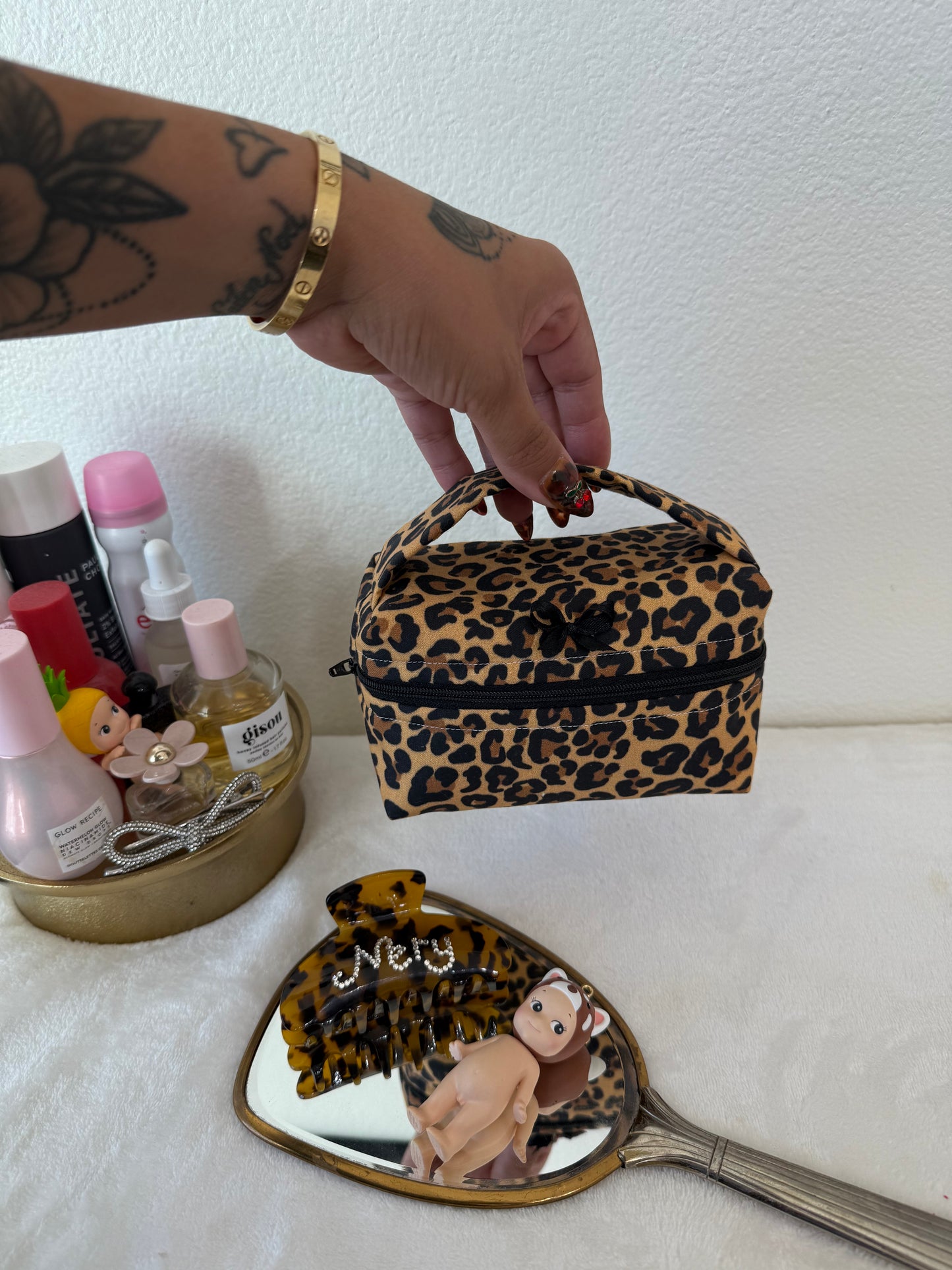 Leopard Small Lippy Top Handle Makeup Pouch