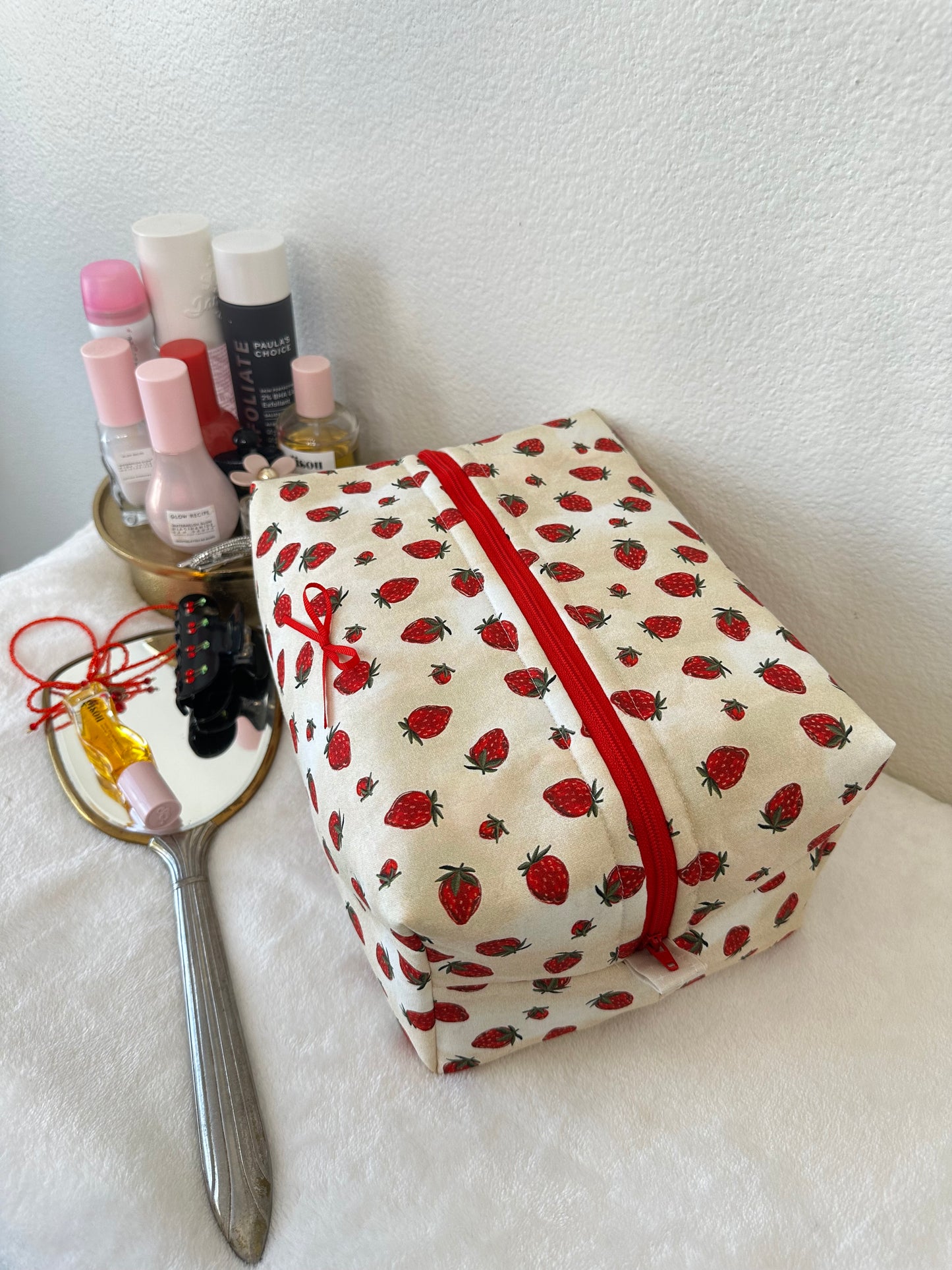 Strawberries & Cream Makeup Pouch