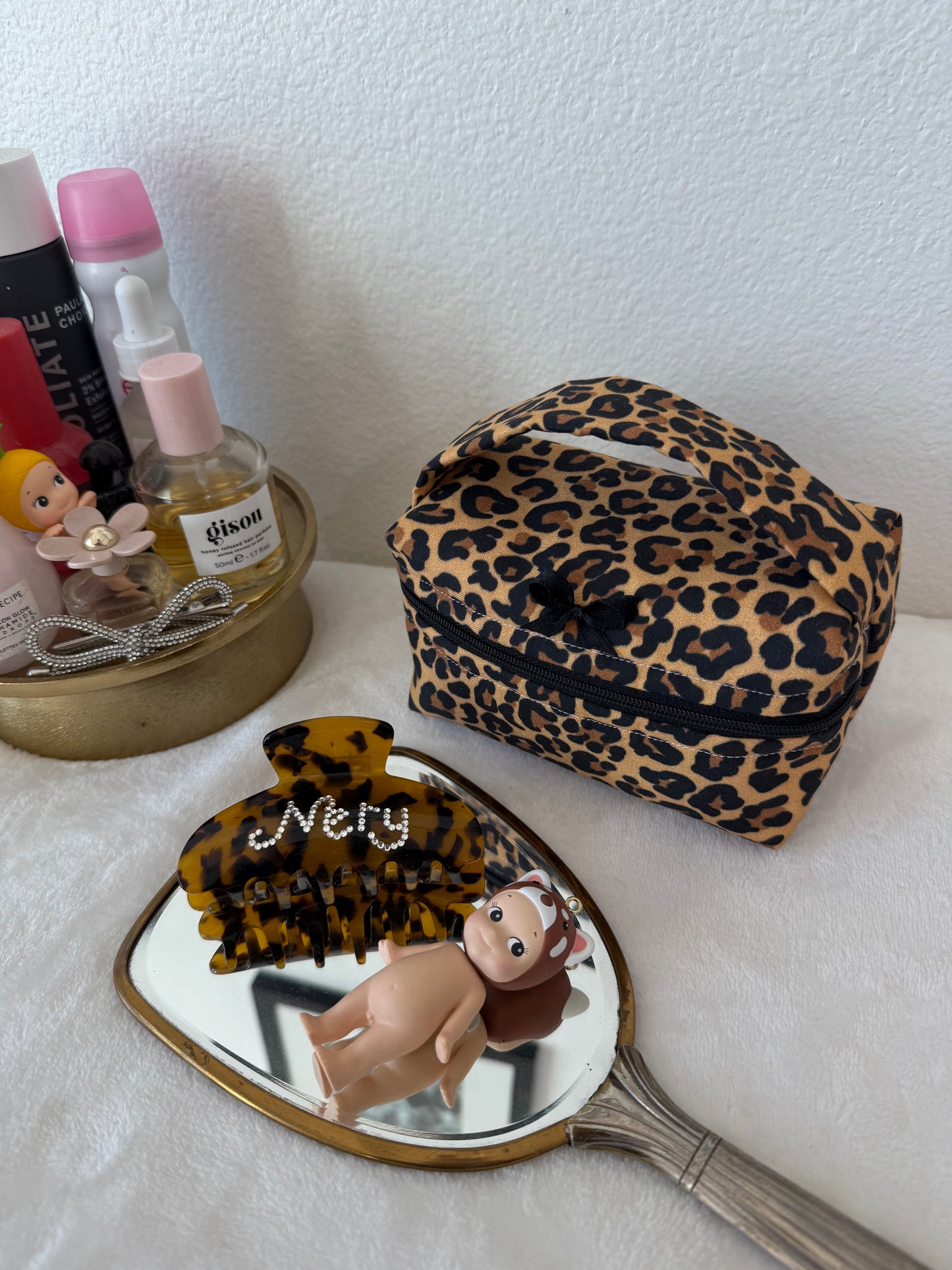 Leopard Small Lippy Top Handle Makeup Pouch