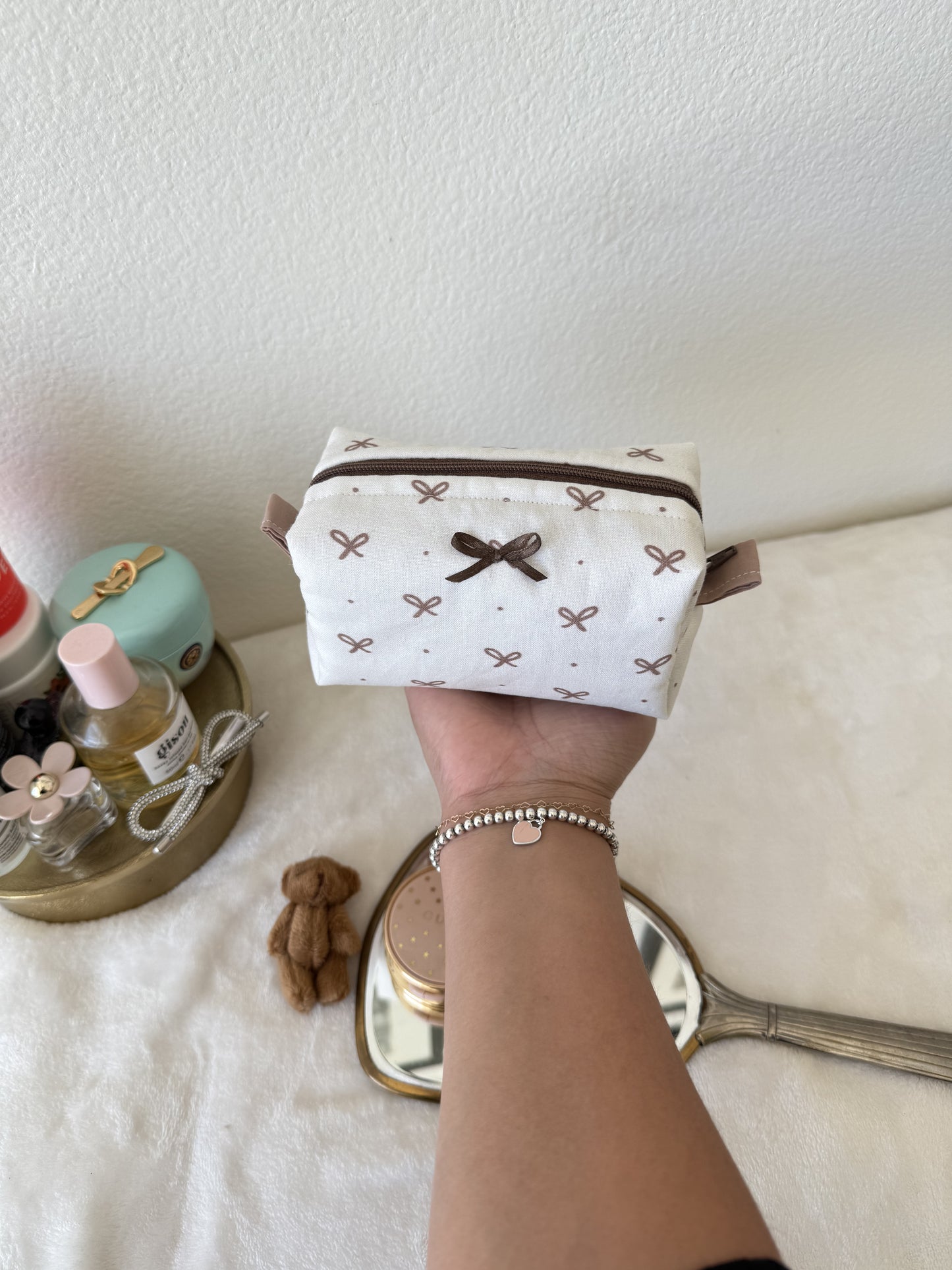 Brown Bow Makeup Pouch