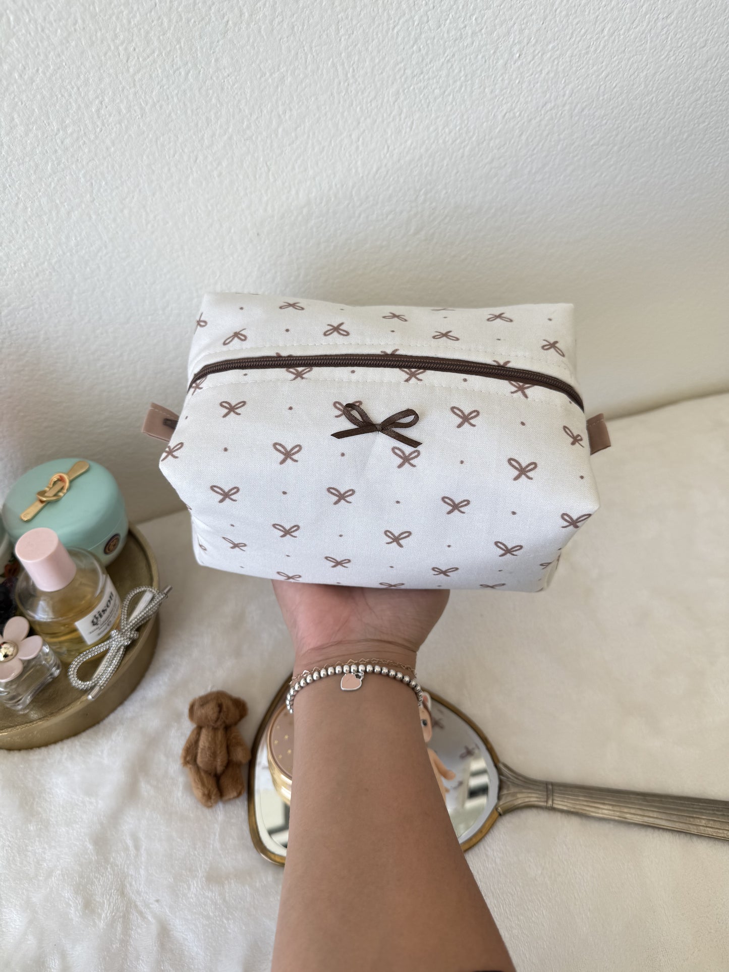 Brown Bow Makeup Pouch