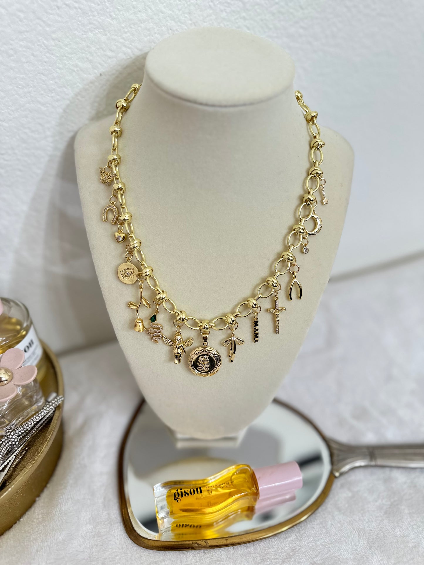 Custom Charm Necklace  - Build Your Own Charm Necklace, Gold Plated Jewelry